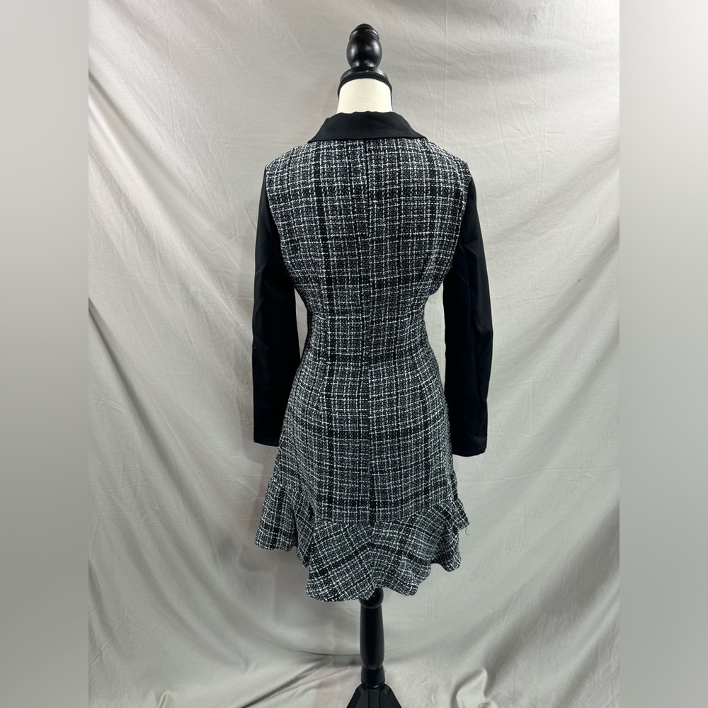 LAST ONE 🔥 Plaid Double Breasted Ruffle Hem Dress Black - Picture 8 of 8